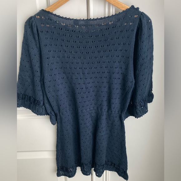 Vintage ANTHRO Moth Navy Tunic Sweater - Picture 4 of 6